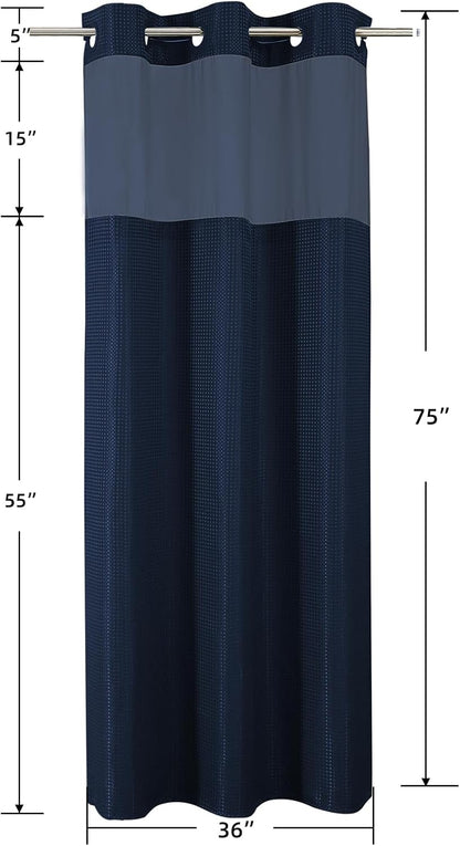 Sage Green No Hook Waffle Shower Curtain Set, 72 x 75 Inch