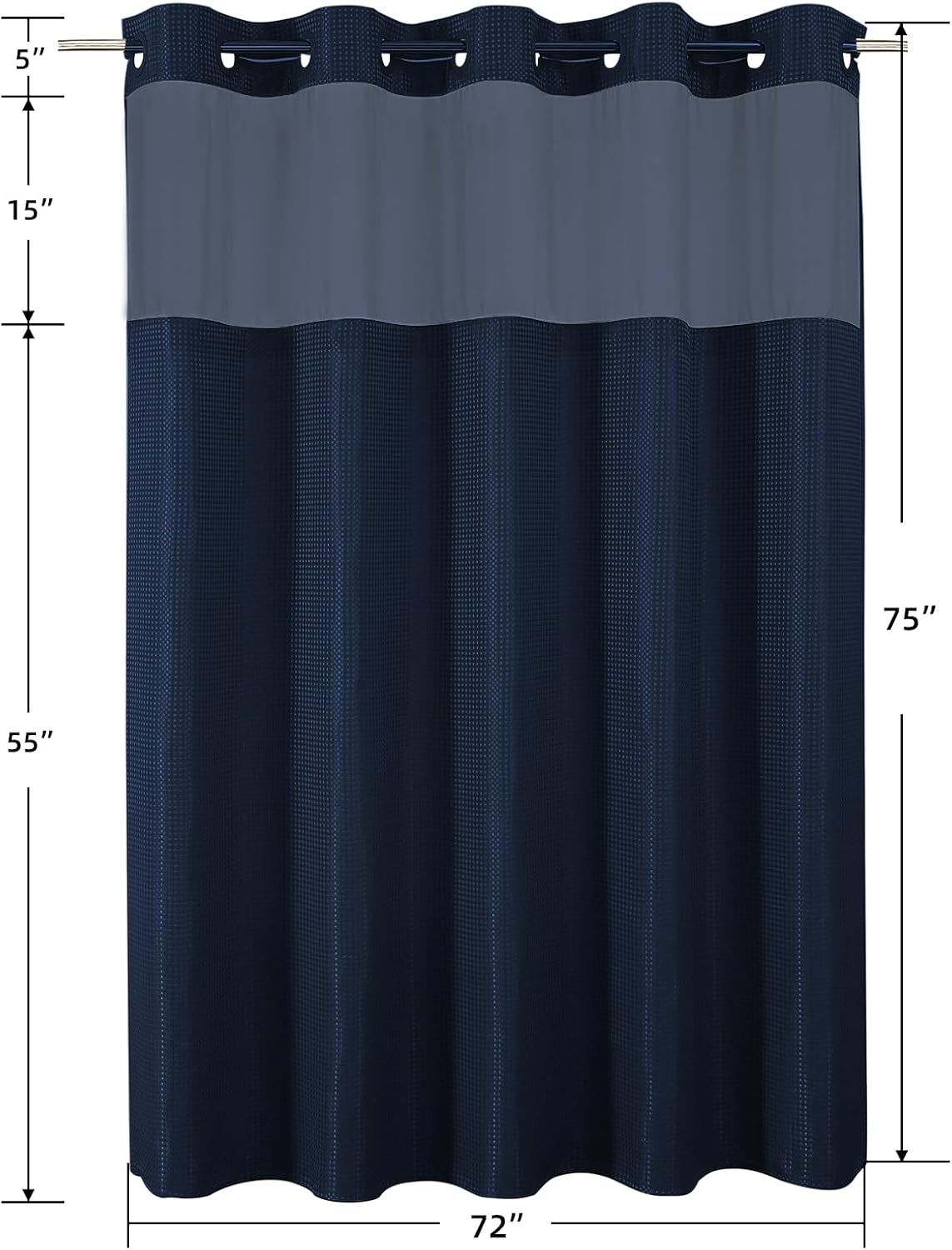 Sage Green No Hook Waffle Shower Curtain Set, 72 x 75 Inch