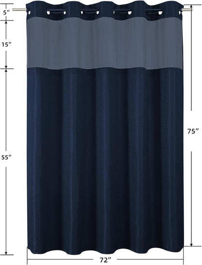 Sage Green No Hook Waffle Shower Curtain Set, 72 x 75 Inch