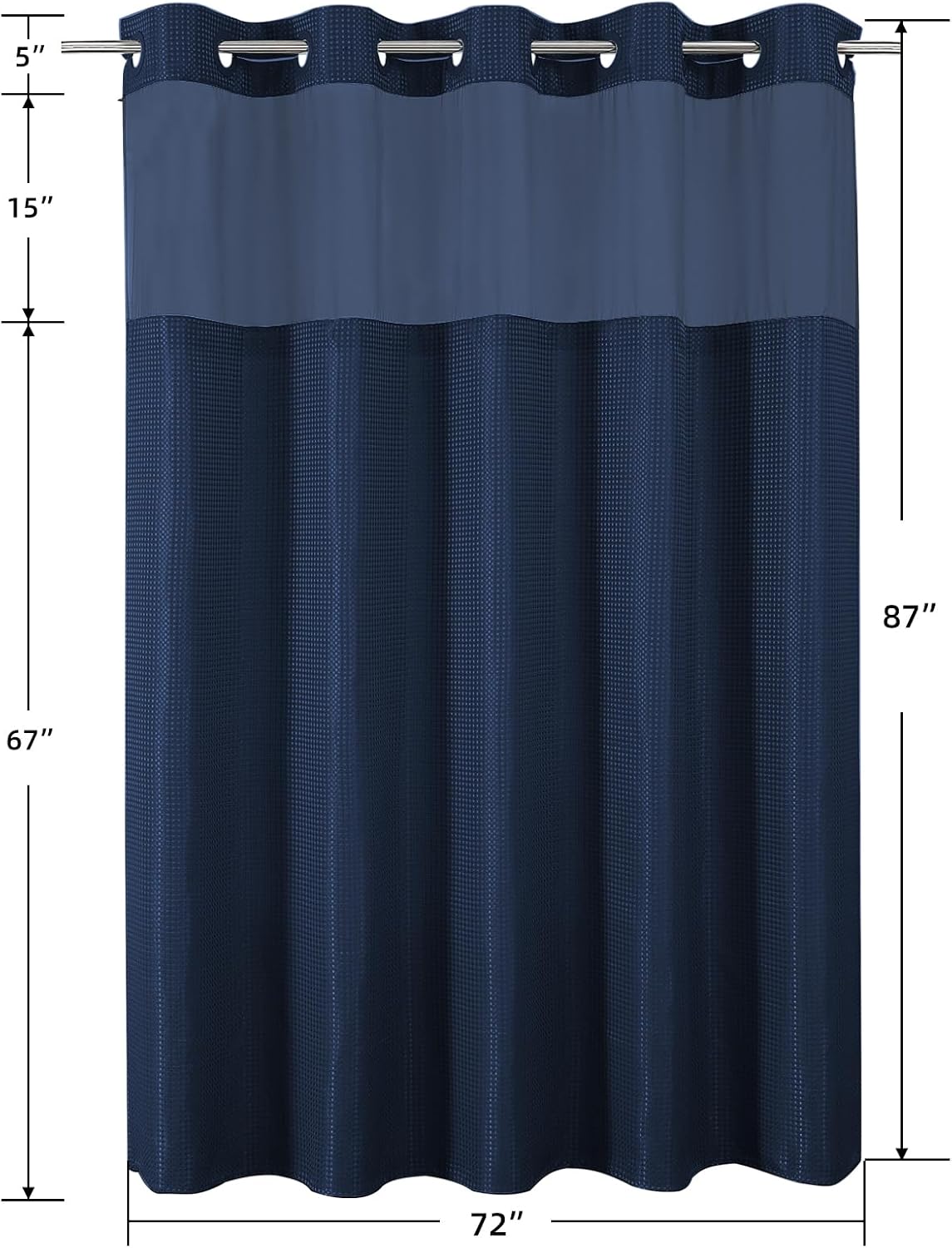Sage Green No Hook Waffle Shower Curtain Set, 72 x 75 Inch