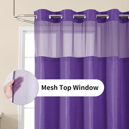 Sage Green No Hook Waffle Shower Curtain Set, 72 x 75 Inch