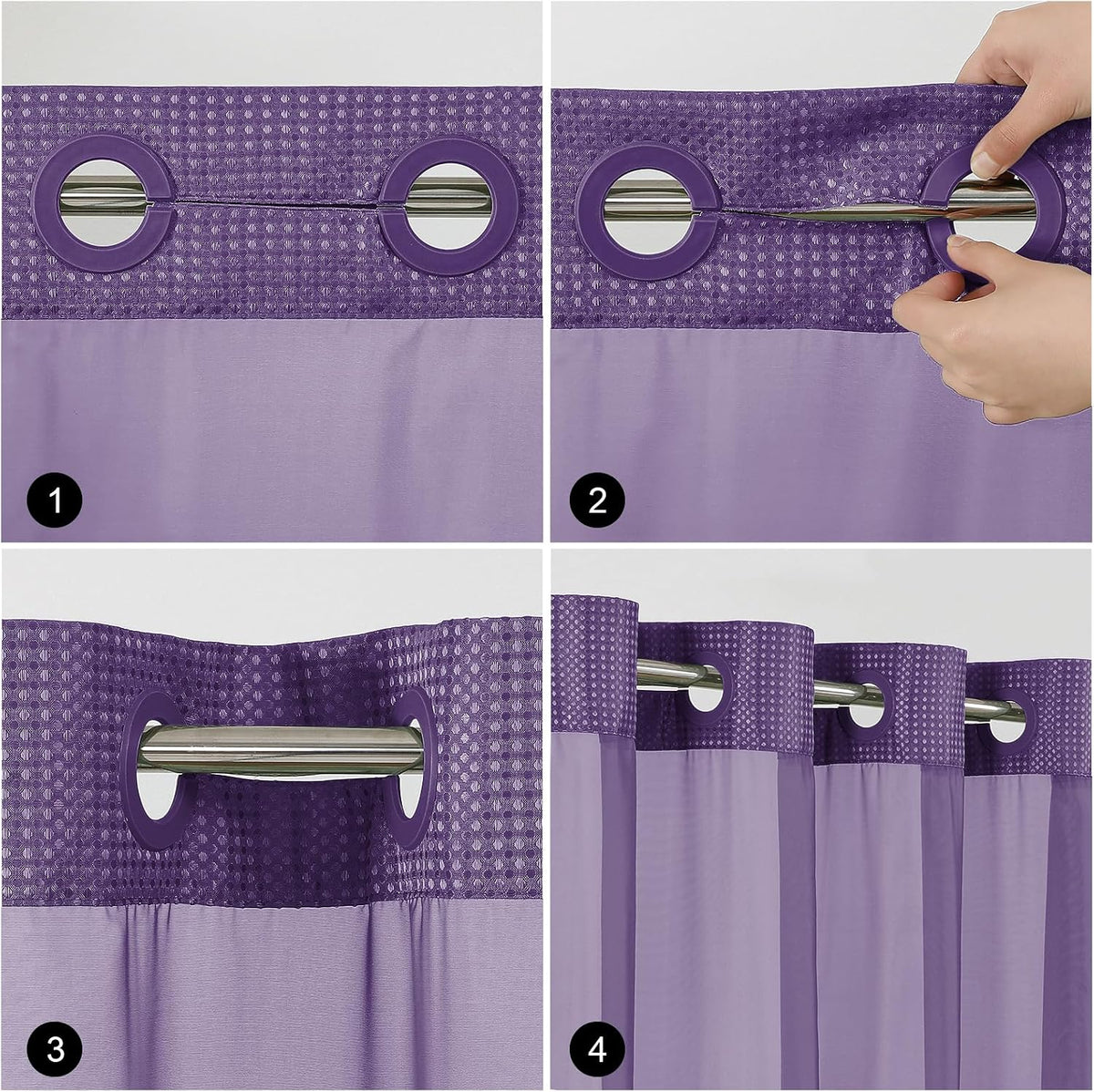 Sage Green No Hook Waffle Shower Curtain Set, 72 x 75 Inch