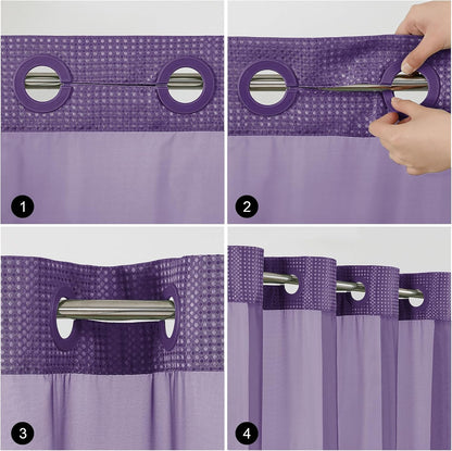 Sage Green No Hook Waffle Shower Curtain Set, 72 x 75 Inch