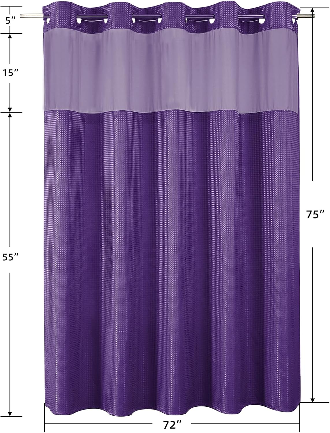 Sage Green No Hook Waffle Shower Curtain Set, 72 x 75 Inch