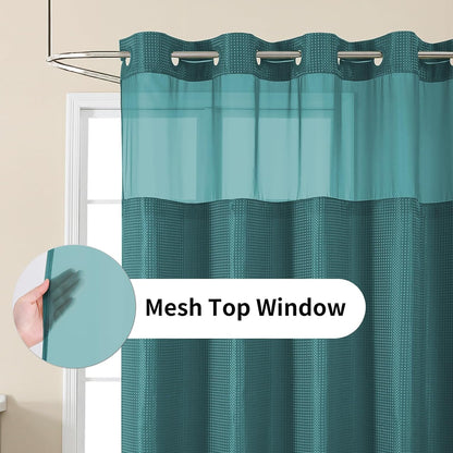 Sage Green No Hook Waffle Shower Curtain Set, 72 x 75 Inch
