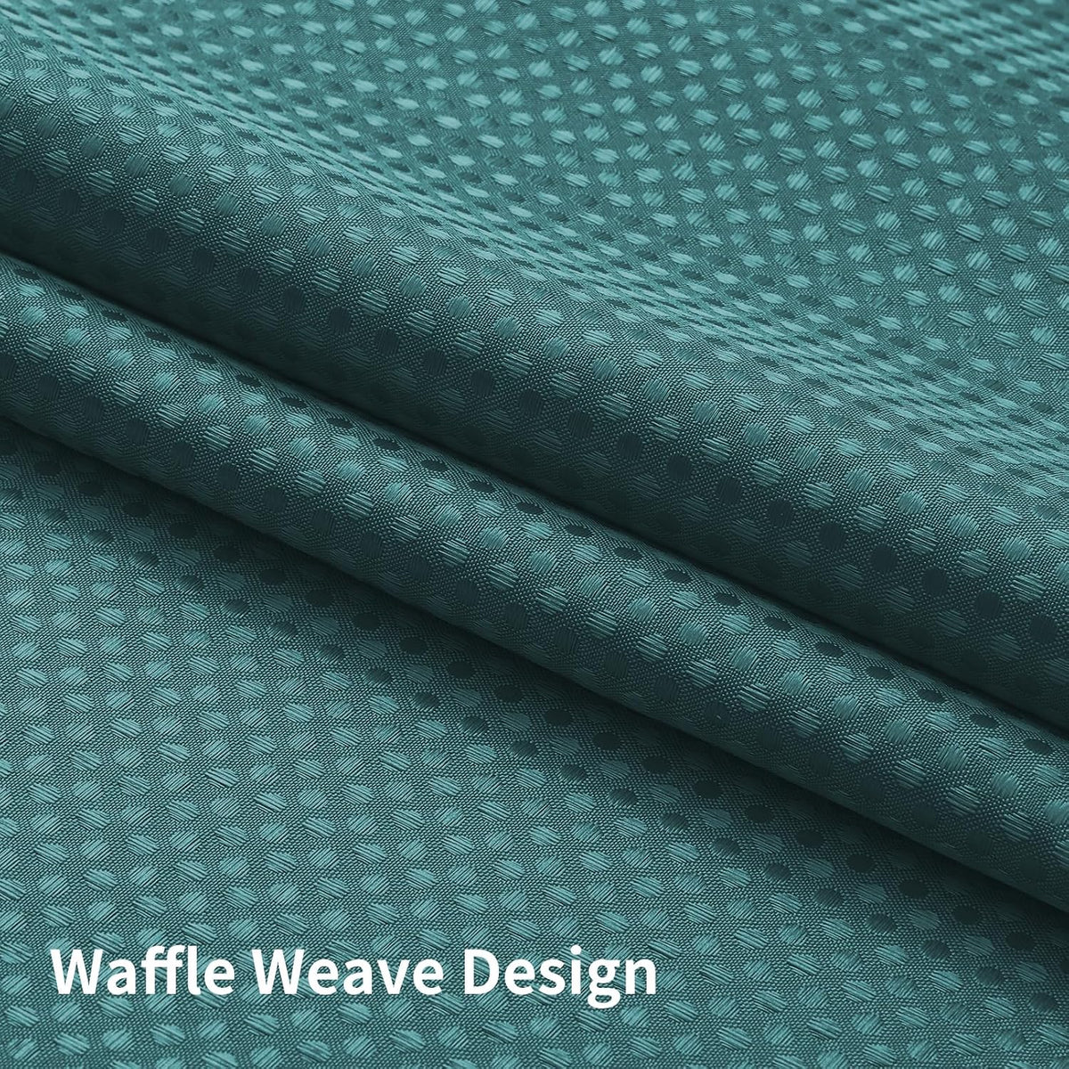 Sage Green No Hook Waffle Shower Curtain Set, 72 x 75 Inch