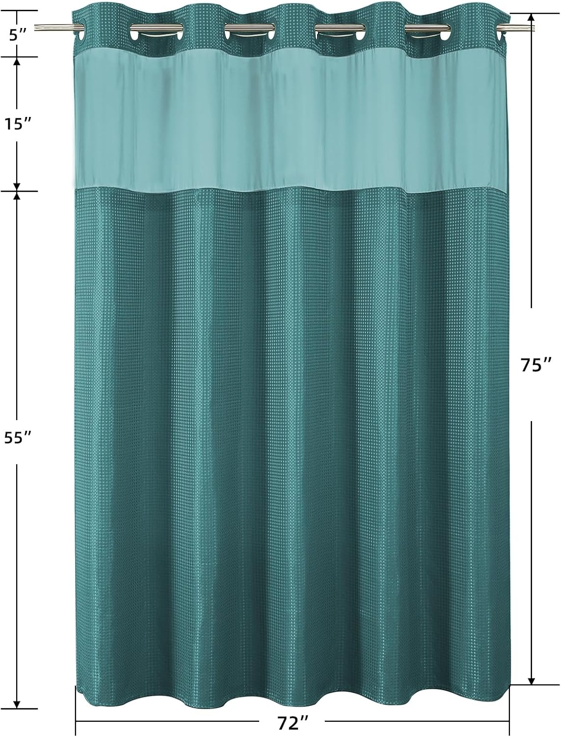 Sage Green No Hook Waffle Shower Curtain Set, 72 x 75 Inch