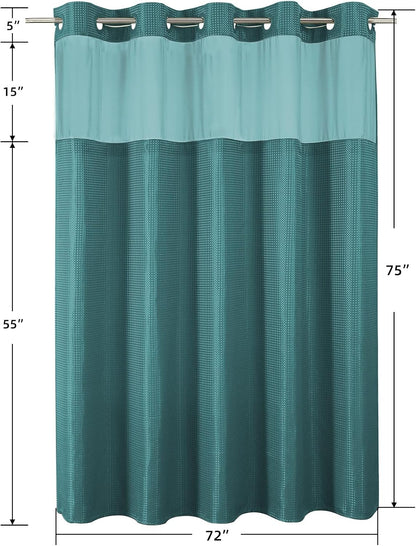 Sage Green No Hook Waffle Shower Curtain Set, 72 x 75 Inch