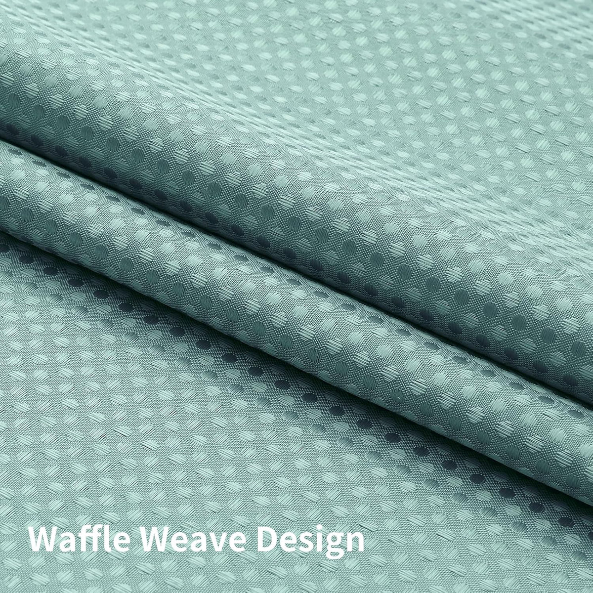 Sage Green No Hook Waffle Shower Curtain Set, 72 x 75 Inch