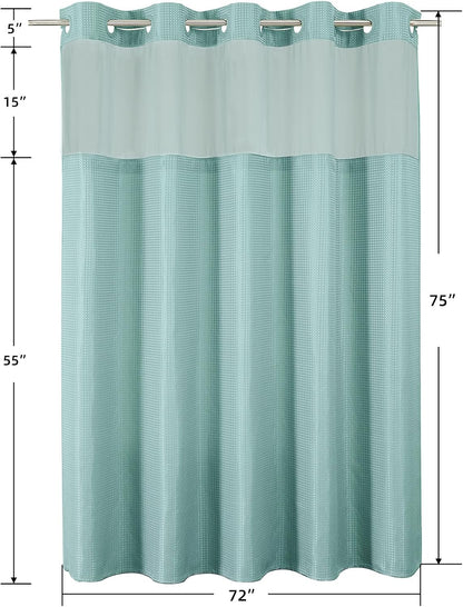 Sage Green No Hook Waffle Shower Curtain Set, 72 x 75 Inch