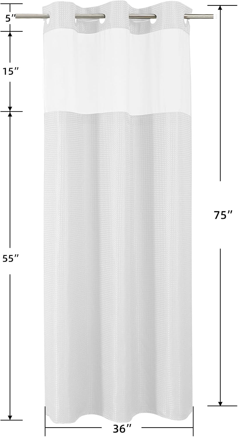 Sage Green No Hook Waffle Shower Curtain Set, 72 x 75 Inch