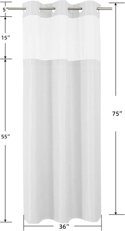 Sage Green No Hook Waffle Shower Curtain Set, 72 x 75 Inch
