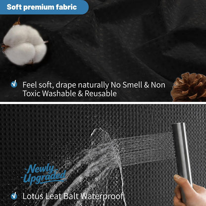 2-in-1 Waterproof Fabric Shower Curtain - No Separate Liner Needed, Hotel-Style Waffle Weave, Effortless Cleaning & Washable Bathroom Shower Curtain Set,72Wx72H,White