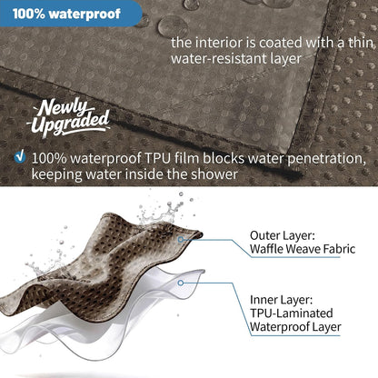 2-in-1 Waterproof Fabric Shower Curtain - No Separate Liner Needed, Hotel-Style Waffle Weave, Effortless Cleaning & Washable Bathroom Shower Curtain Set,72Wx72H,White