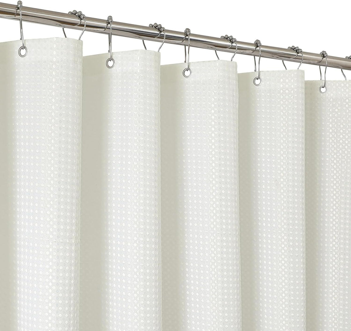 2-in-1 Waterproof Fabric Shower Curtain - No Separate Liner Needed, Hotel-Style Waffle Weave, Effortless Cleaning & Washable Bathroom Shower Curtain Set,72Wx72H,White
