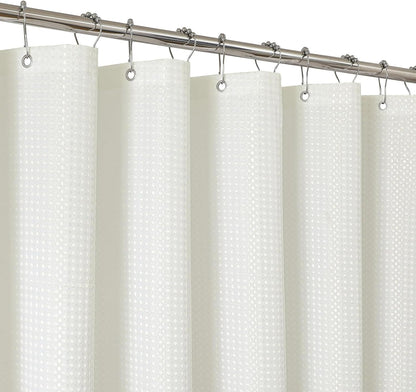 2-in-1 Waterproof Fabric Shower Curtain - No Separate Liner Needed, Hotel-Style Waffle Weave, Effortless Cleaning & Washable Bathroom Shower Curtain Set,72Wx72H,White