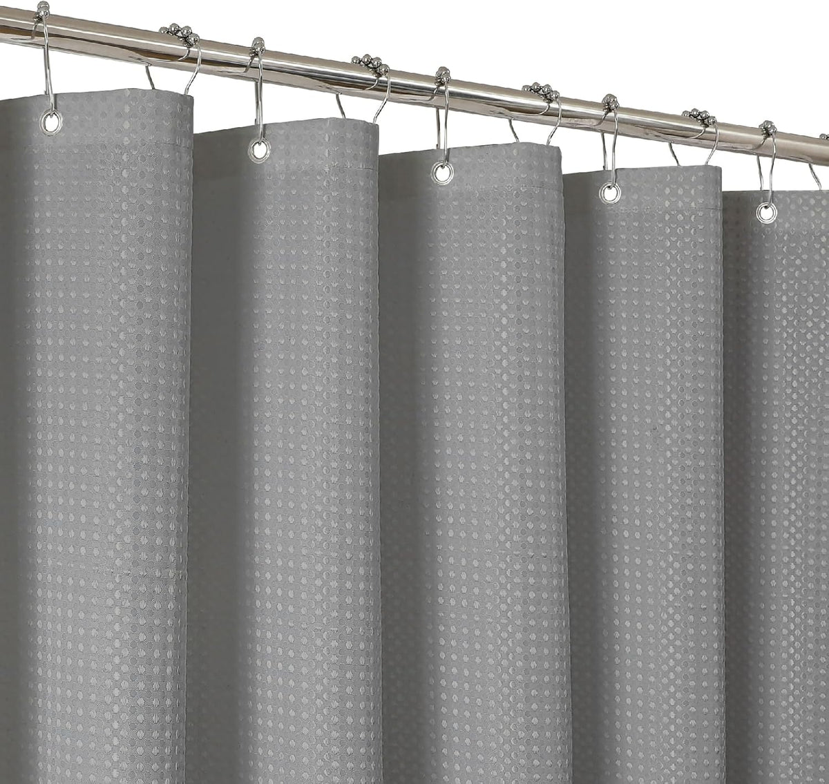 2-in-1 Waterproof Fabric Shower Curtain - No Separate Liner Needed, Hotel-Style Waffle Weave, Effortless Cleaning & Washable Bathroom Shower Curtain Set,72Wx72H,White