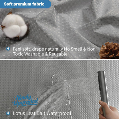 2-in-1 Waterproof Fabric Shower Curtain - No Separate Liner Needed, Hotel-Style Waffle Weave, Effortless Cleaning & Washable Bathroom Shower Curtain Set,72Wx72H,White