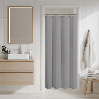 2-in-1 Waterproof Fabric Shower Curtain - No Separate Liner Needed, Hotel-Style Waffle Weave, Effortless Cleaning & Washable Bathroom Shower Curtain Set,72Wx72H,White