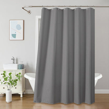2-in-1 Waterproof Fabric Shower Curtain - No Separate Liner Needed, Hotel-Style Waffle Weave, Effortless Cleaning & Washable Bathroom Shower Curtain Set,72Wx72H,White