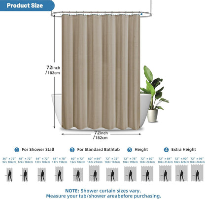 2-in-1 Waterproof Fabric Shower Curtain - No Separate Liner Needed, Hotel-Style Waffle Weave, Effortless Cleaning & Washable Bathroom Shower Curtain Set,72Wx72H,White