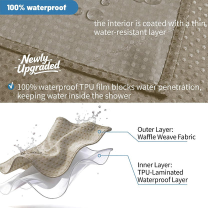 2-in-1 Waterproof Fabric Shower Curtain - No Separate Liner Needed, Hotel-Style Waffle Weave, Effortless Cleaning & Washable Bathroom Shower Curtain Set,72Wx72H,White