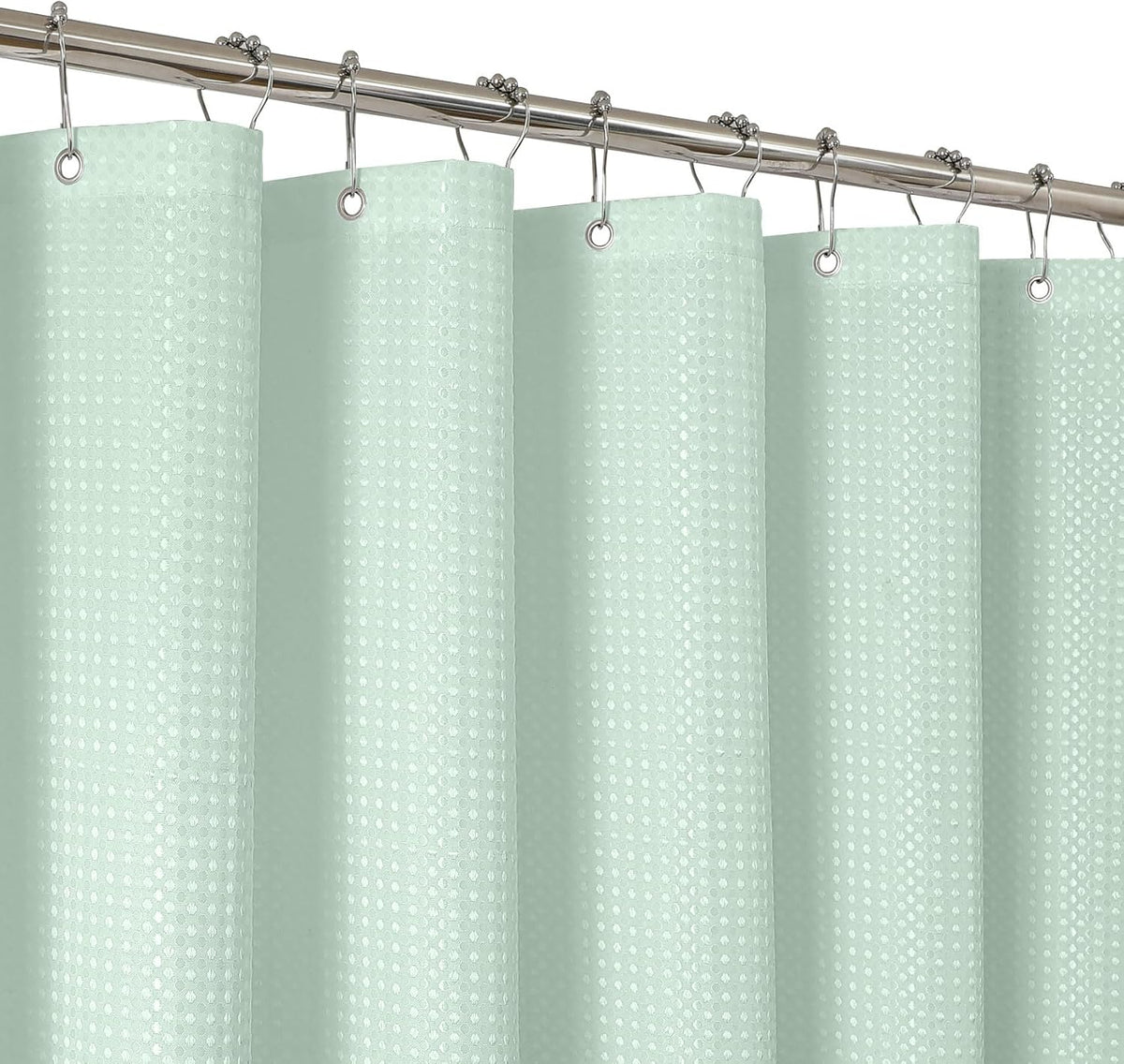 2-in-1 Waterproof Fabric Shower Curtain - No Separate Liner Needed, Hotel-Style Waffle Weave, Effortless Cleaning & Washable Bathroom Shower Curtain Set,72Wx72H,White