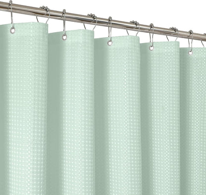 2-in-1 Waterproof Fabric Shower Curtain - No Separate Liner Needed, Hotel-Style Waffle Weave, Effortless Cleaning & Washable Bathroom Shower Curtain Set,72Wx72H,White