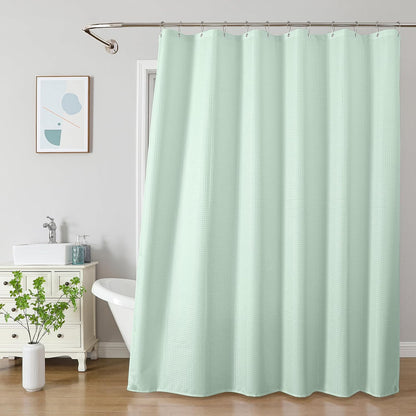 2-in-1 Waterproof Fabric Shower Curtain - No Separate Liner Needed, Hotel-Style Waffle Weave, Effortless Cleaning & Washable Bathroom Shower Curtain Set,72Wx72H,White