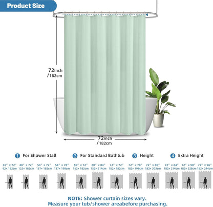 2-in-1 Waterproof Fabric Shower Curtain - No Separate Liner Needed, Hotel-Style Waffle Weave, Effortless Cleaning & Washable Bathroom Shower Curtain Set,72Wx72H,White