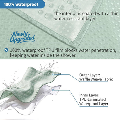 2-in-1 Waterproof Fabric Shower Curtain - No Separate Liner Needed, Hotel-Style Waffle Weave, Effortless Cleaning & Washable Bathroom Shower Curtain Set,72Wx72H,White