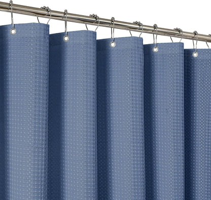 2-in-1 Waterproof Fabric Shower Curtain - No Separate Liner Needed, Hotel-Style Waffle Weave, Effortless Cleaning & Washable Bathroom Shower Curtain Set,72Wx72H,White