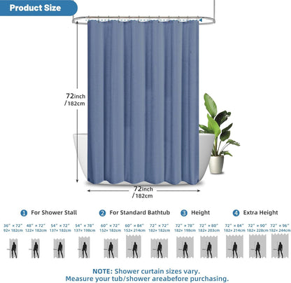 2-in-1 Waterproof Fabric Shower Curtain - No Separate Liner Needed, Hotel-Style Waffle Weave, Effortless Cleaning & Washable Bathroom Shower Curtain Set,72Wx72H,White