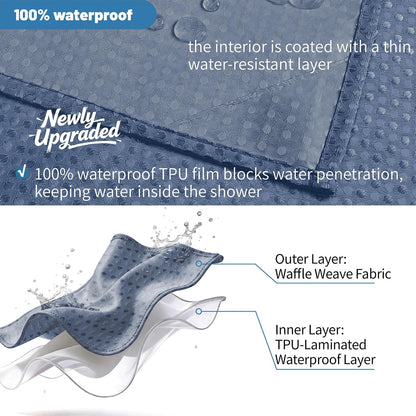 2-in-1 Waterproof Fabric Shower Curtain - No Separate Liner Needed, Hotel-Style Waffle Weave, Effortless Cleaning & Washable Bathroom Shower Curtain Set,72Wx72H,White