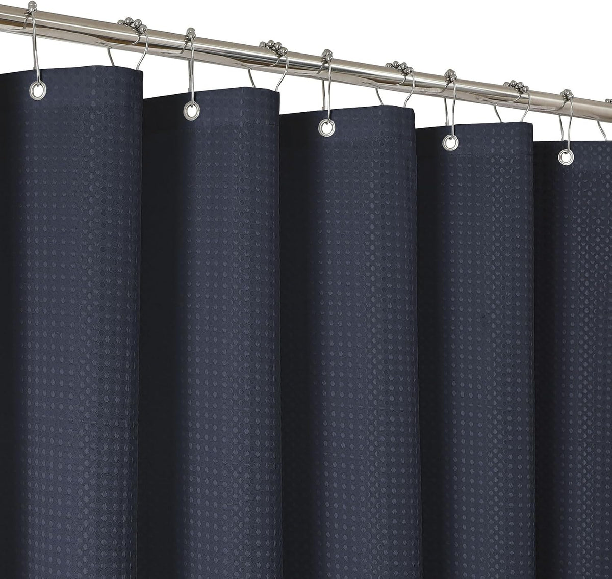 2-in-1 Waterproof Fabric Shower Curtain - No Separate Liner Needed, Hotel-Style Waffle Weave, Effortless Cleaning & Washable Bathroom Shower Curtain Set,72Wx72H,White