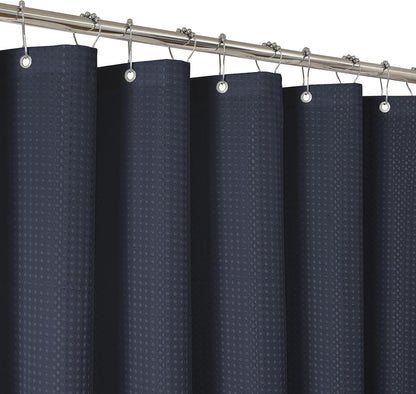 2-in-1 Waterproof Fabric Shower Curtain - No Separate Liner Needed, Hotel-Style Waffle Weave, Effortless Cleaning & Washable Bathroom Shower Curtain Set,72Wx72H,White