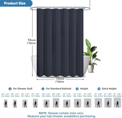 2-in-1 Waterproof Fabric Shower Curtain - No Separate Liner Needed, Hotel-Style Waffle Weave, Effortless Cleaning & Washable Bathroom Shower Curtain Set,72Wx72H,White
