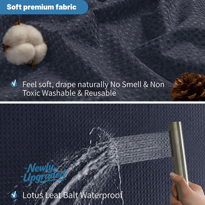 2-in-1 Waterproof Fabric Shower Curtain - No Separate Liner Needed, Hotel-Style Waffle Weave, Effortless Cleaning & Washable Bathroom Shower Curtain Set,72Wx72H,White