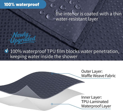 2-in-1 Waterproof Fabric Shower Curtain - No Separate Liner Needed, Hotel-Style Waffle Weave, Effortless Cleaning & Washable Bathroom Shower Curtain Set,72Wx72H,White