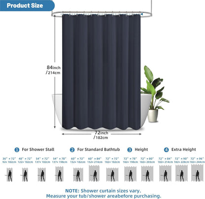 2-in-1 Waterproof Fabric Shower Curtain - No Separate Liner Needed, Hotel-Style Waffle Weave, Effortless Cleaning & Washable Bathroom Shower Curtain Set,72Wx72H,White