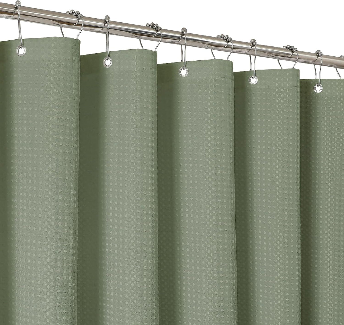 2-in-1 Waterproof Fabric Shower Curtain - No Separate Liner Needed, Hotel-Style Waffle Weave, Effortless Cleaning & Washable Bathroom Shower Curtain Set,72Wx72H,White