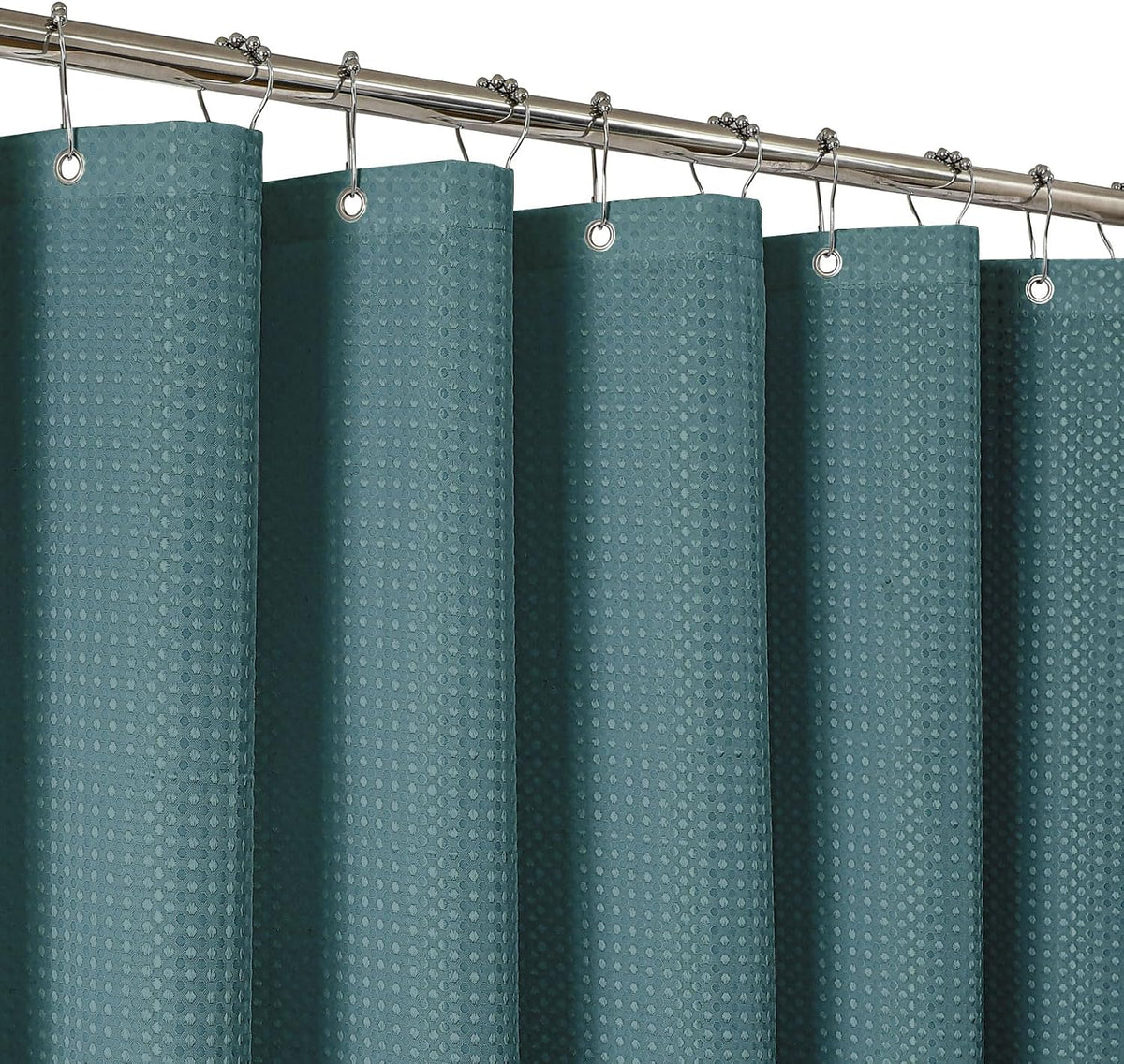 2-in-1 Waterproof Fabric Shower Curtain - No Separate Liner Needed, Hotel-Style Waffle Weave, Effortless Cleaning & Washable Bathroom Shower Curtain Set,72Wx72H,White