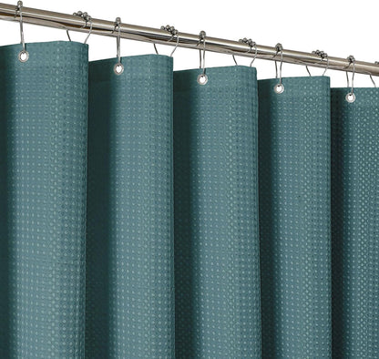 2-in-1 Waterproof Fabric Shower Curtain - No Separate Liner Needed, Hotel-Style Waffle Weave, Effortless Cleaning & Washable Bathroom Shower Curtain Set,72Wx72H,White