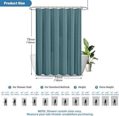 2-in-1 Waterproof Fabric Shower Curtain - No Separate Liner Needed, Hotel-Style Waffle Weave, Effortless Cleaning & Washable Bathroom Shower Curtain Set,72Wx72H,White