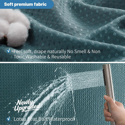 2-in-1 Waterproof Fabric Shower Curtain - No Separate Liner Needed, Hotel-Style Waffle Weave, Effortless Cleaning & Washable Bathroom Shower Curtain Set,72Wx72H,White