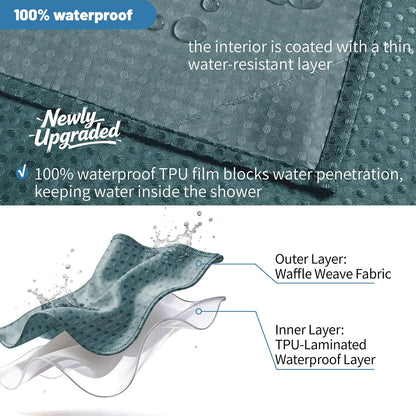 2-in-1 Waterproof Fabric Shower Curtain - No Separate Liner Needed, Hotel-Style Waffle Weave, Effortless Cleaning & Washable Bathroom Shower Curtain Set,72Wx72H,White