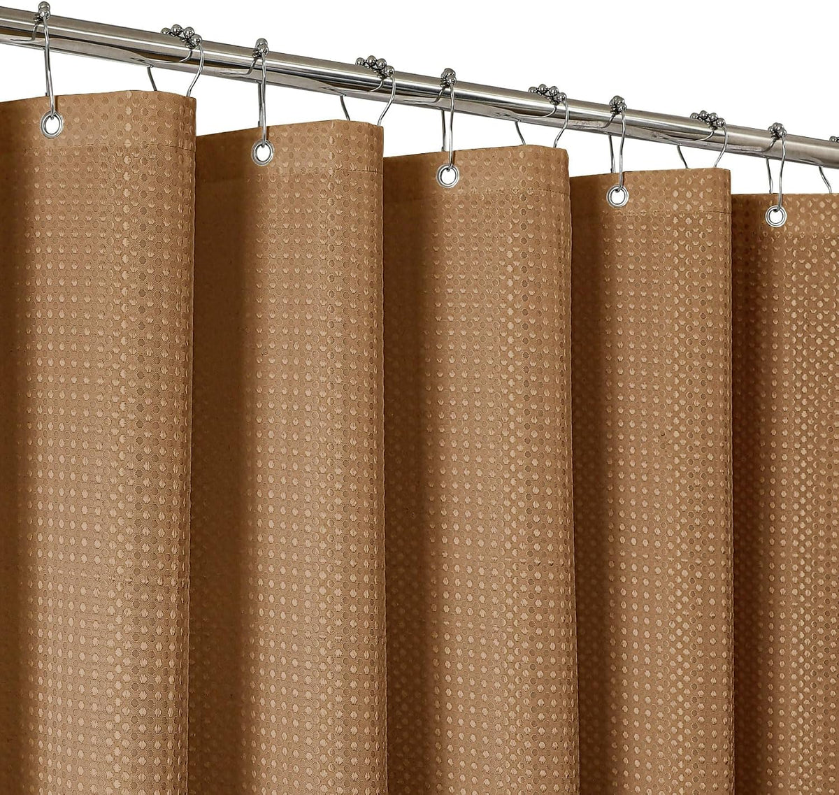 2-in-1 Waterproof Fabric Shower Curtain - No Separate Liner Needed, Hotel-Style Waffle Weave, Effortless Cleaning & Washable Bathroom Shower Curtain Set,72Wx72H,White