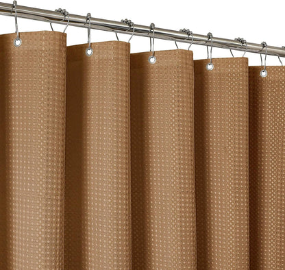 2-in-1 Waterproof Fabric Shower Curtain - No Separate Liner Needed, Hotel-Style Waffle Weave, Effortless Cleaning & Washable Bathroom Shower Curtain Set,72Wx72H,White