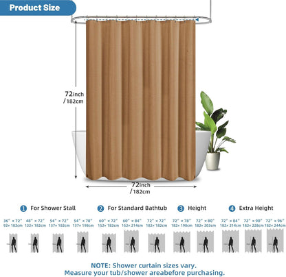 2-in-1 Waterproof Fabric Shower Curtain - No Separate Liner Needed, Hotel-Style Waffle Weave, Effortless Cleaning & Washable Bathroom Shower Curtain Set,72Wx72H,White