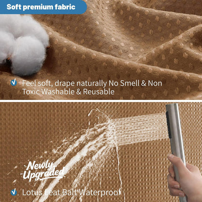 2-in-1 Waterproof Fabric Shower Curtain - No Separate Liner Needed, Hotel-Style Waffle Weave, Effortless Cleaning & Washable Bathroom Shower Curtain Set,72Wx72H,White